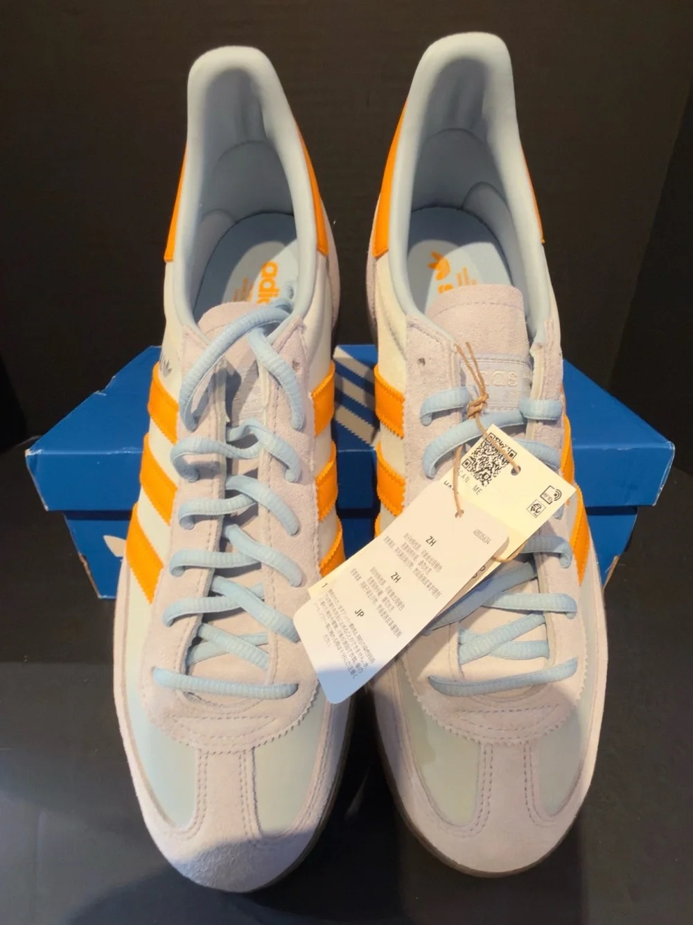 adidas Spezial Men’s Sneakers in Pale Pink with Orange Stripes